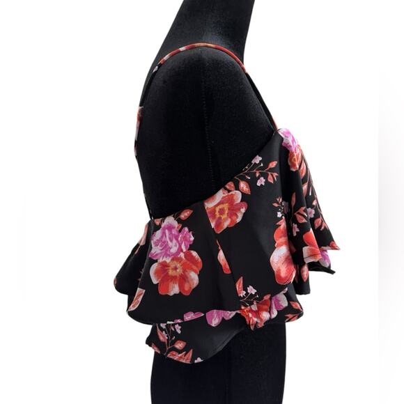 2/$25 Tularosa Cullen Crop Top Flutter Black Floral Festival Coachella Feminine - Picture 6 of 12